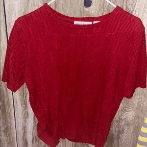 red short sleeve sweatshirt